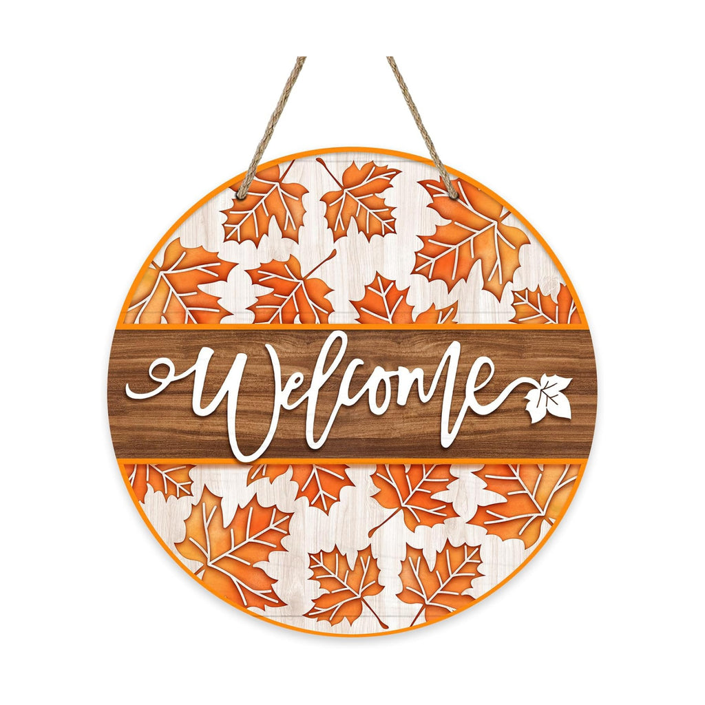 Deroro Welcome Fall Maple Leaves Sign for Front Door Decor, Autumn Leaf