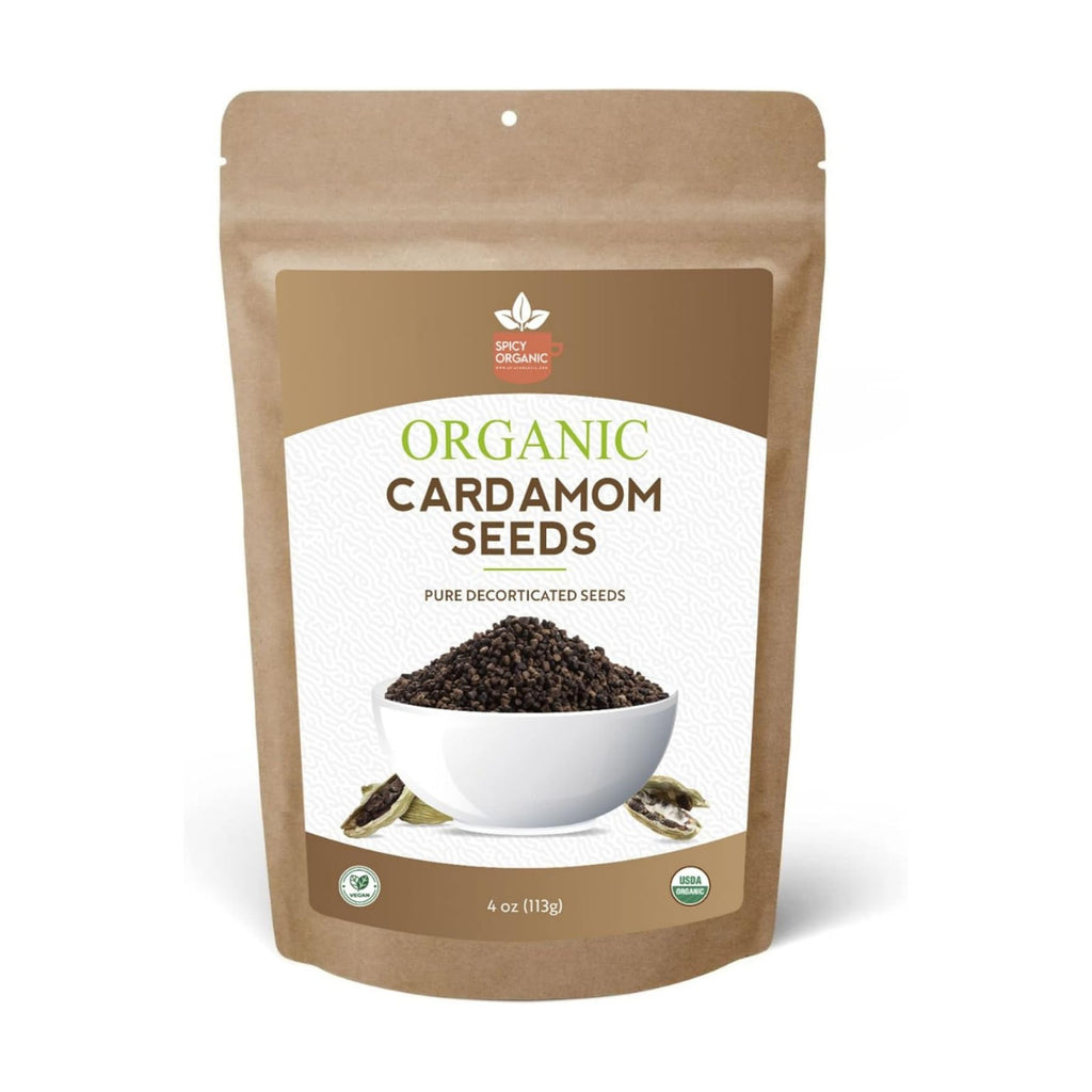SPICY ORGANIC Premium Decorticated Organic Cardamom Seeds – 100% USDA Organic - Perfect for enhancing the taste of a