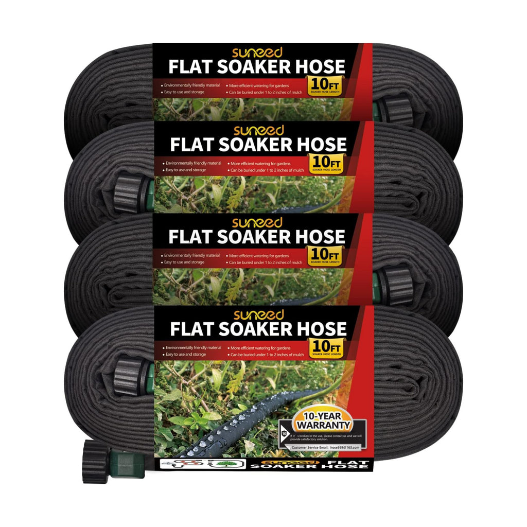4 Pack Flat Soaker Hose 10FT for Garden Beds,Short Soaker Hose for Efficient & Effective Watering of Plants – Short