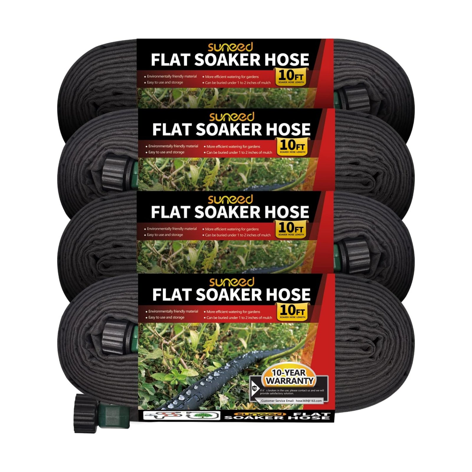 4 Pack Flat Soaker Hose 10FT for Garden Beds,Short Soaker Hose for Efficient & Effective Watering of Plants – Short