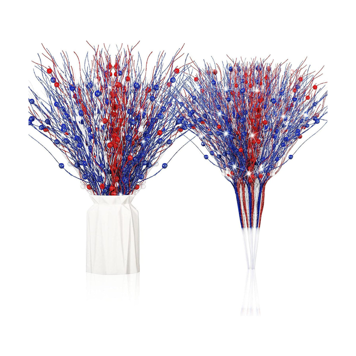 Giegxin 32 Pack Labor Day Centerpiece Decor Red White Blue Stem Picks