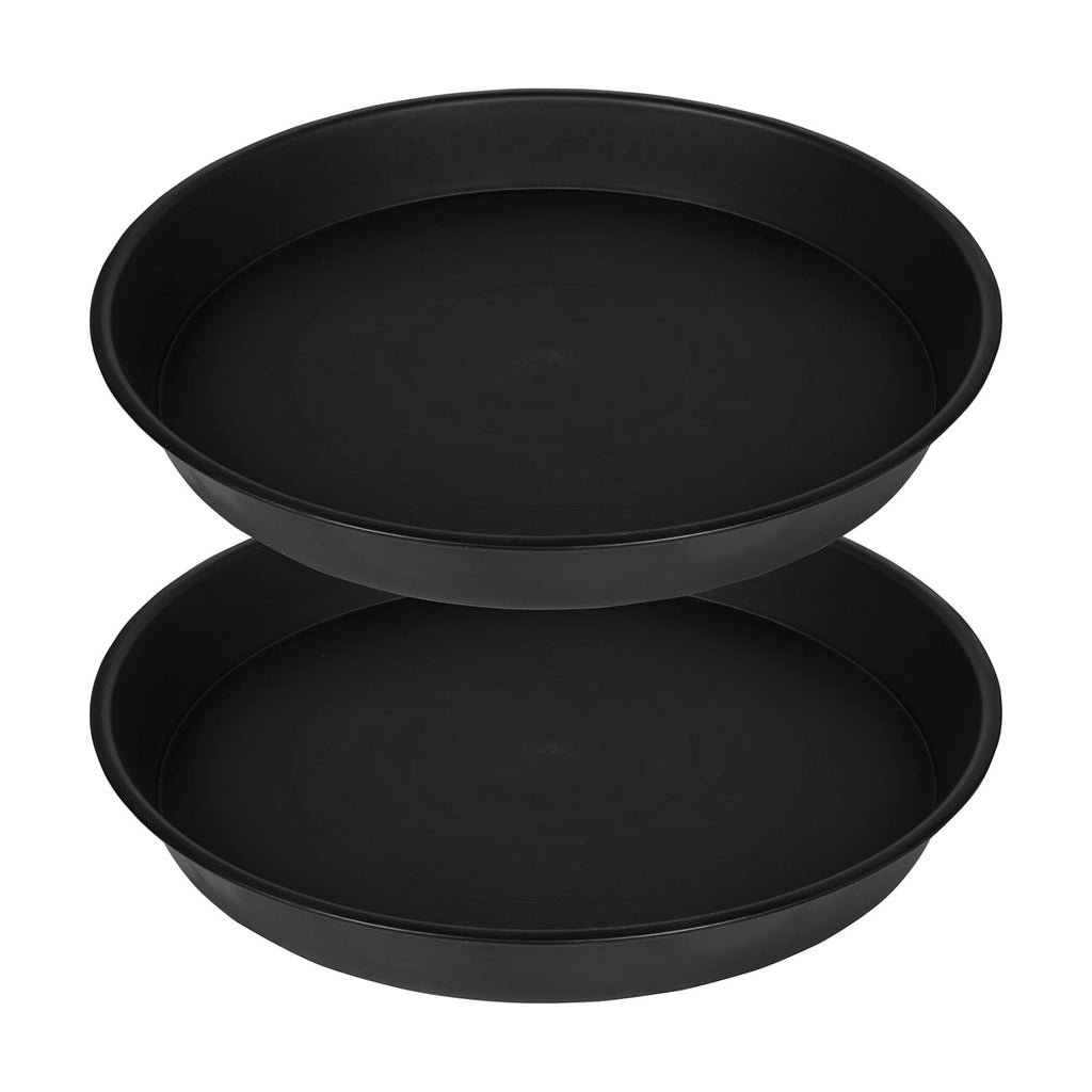 2 Pack of 18 19 inch Plant Saucer (16.6 Inch Base), 2.7" Depth Tray, Large Deep Garden Plastic Flower Trays for Indoors Outdoor, Tray for Planter 15-19" (19", Black)