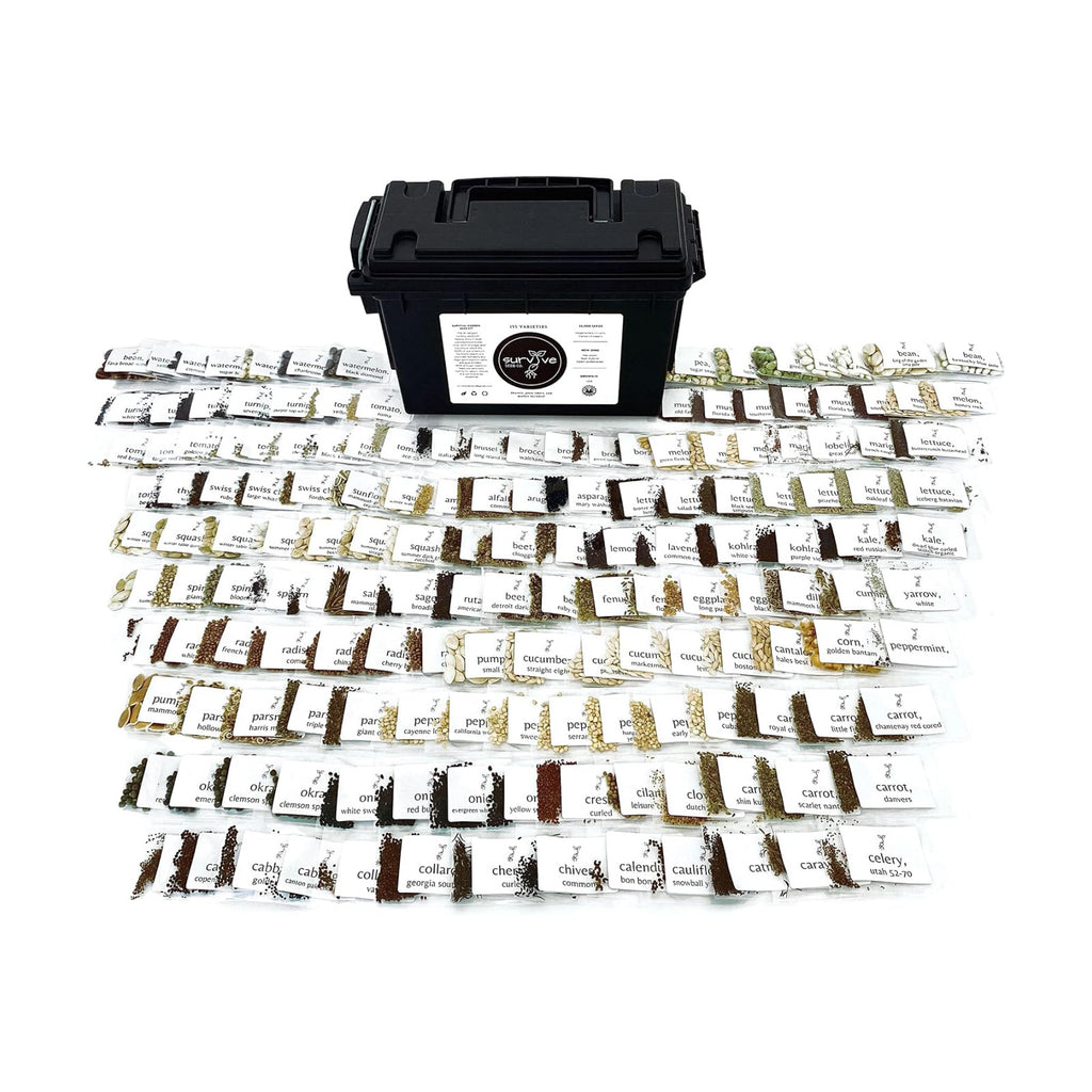 Survival Seed Kit America's Largest Assortment of Heirloom Seeds - 155 Varieties - (Over 65,000 Seeds) Vegetable Fruit