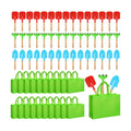 Liliful 40 Pcs Kids Gardening Tools Set Garden Rake Garden Shovel Gardener Trowel Green Tote Bags Metal Mini Gardening