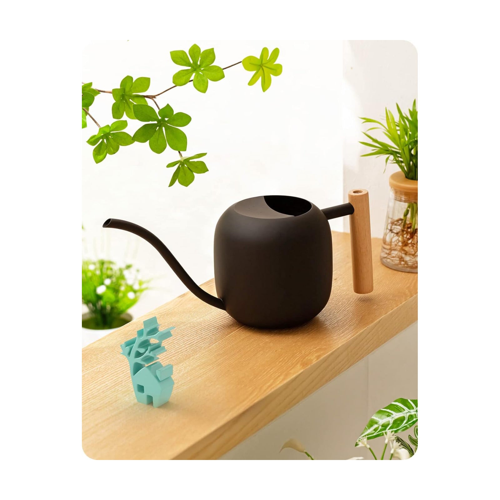 Baffect Watering Can Indoor Plants with Long Spout, 1.2L / 41oz (Black) | Small Metal Watering Pot For Houseplant