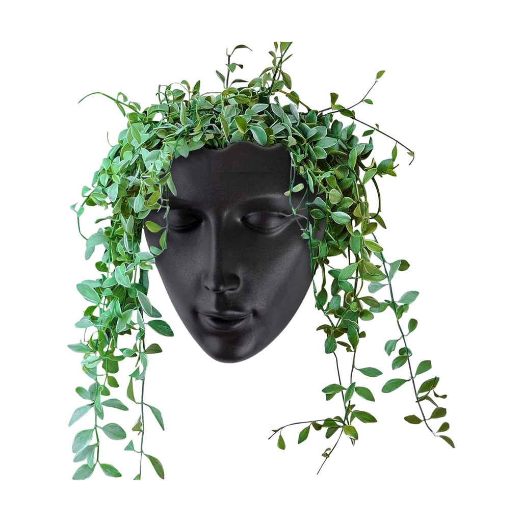GDYOOSHOW 6.7" Tall Hanging Planter Wall Flower Pot for Garden Balcony Indoor or Outdoor (Black Resin)