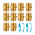 Garden Hose Fittings - Solid Brass Repair Connectors: Double Male Faucet Leader Coupler (3/4" GHT) (10-PCS)