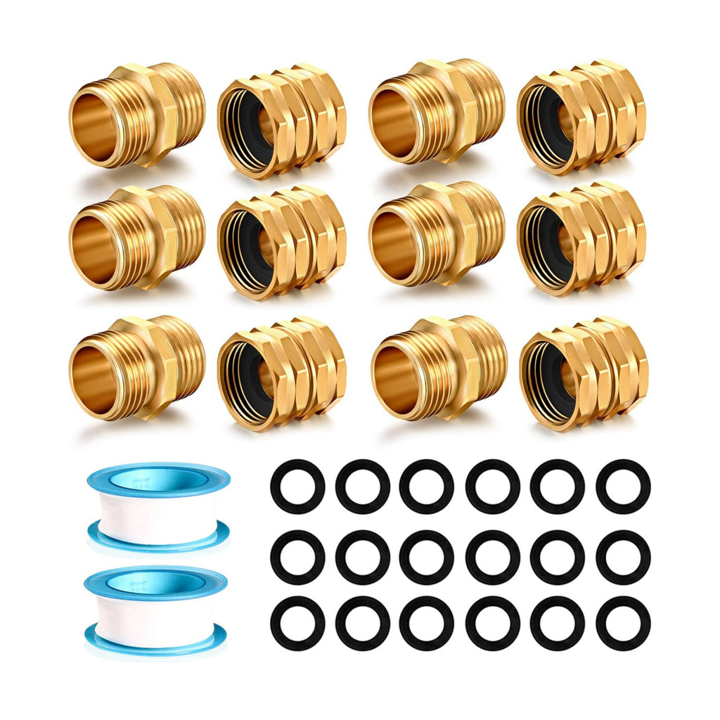 Solid brass Garden Hose Fittings Connectors Adapter Heavy Duty Brass Repair Male, Female faucet leader coupler dual