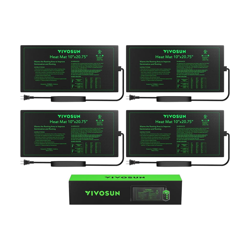 VIVOSUN 4-Pack 10" x 20.75" Durable Waterproof Seedling Heat Mat | UL & MET-Certified Warm Hydroponic Heating Pad for
