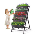4FT Vertical Raised Garden Bed, 5 Tiers Elevated Planter Box, Black | Elevated Garden Bed Perfect for Patio Balcony