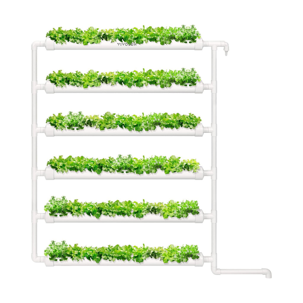 VIVOSUN Hydroponic Grow Kit, 54 Plant Sites 6 Food-Grade PVC-U Pipes Hydroponics Planting System with Water Pump, Pump