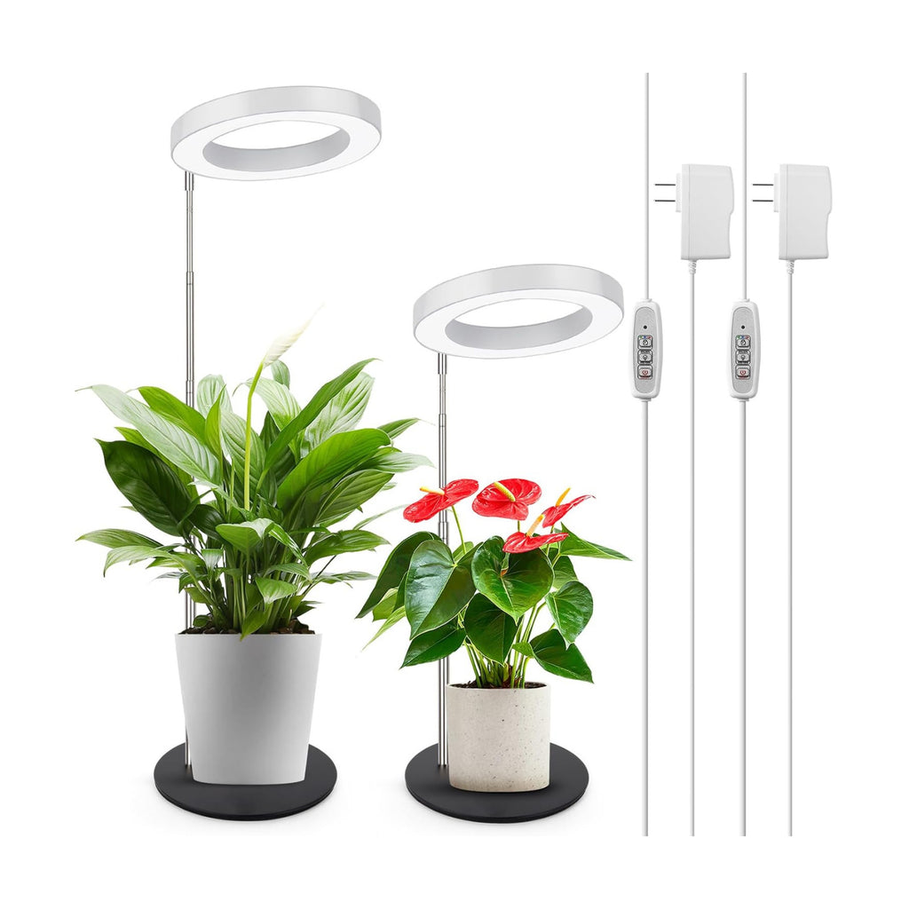 LORDEM Desk Grow Light, Full Spectrum LED for Indoor Plants | Auto On/Off Timer 4/8/12H, 4 Dimmable Levels, Height