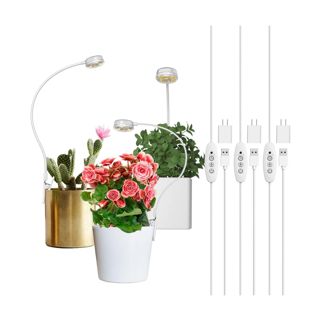 SANSI Grow Lights for Indoor Plants, Pot Clip-On Plant Light, 3-Pack | Full spectrum dimmable plant lamps for indoor