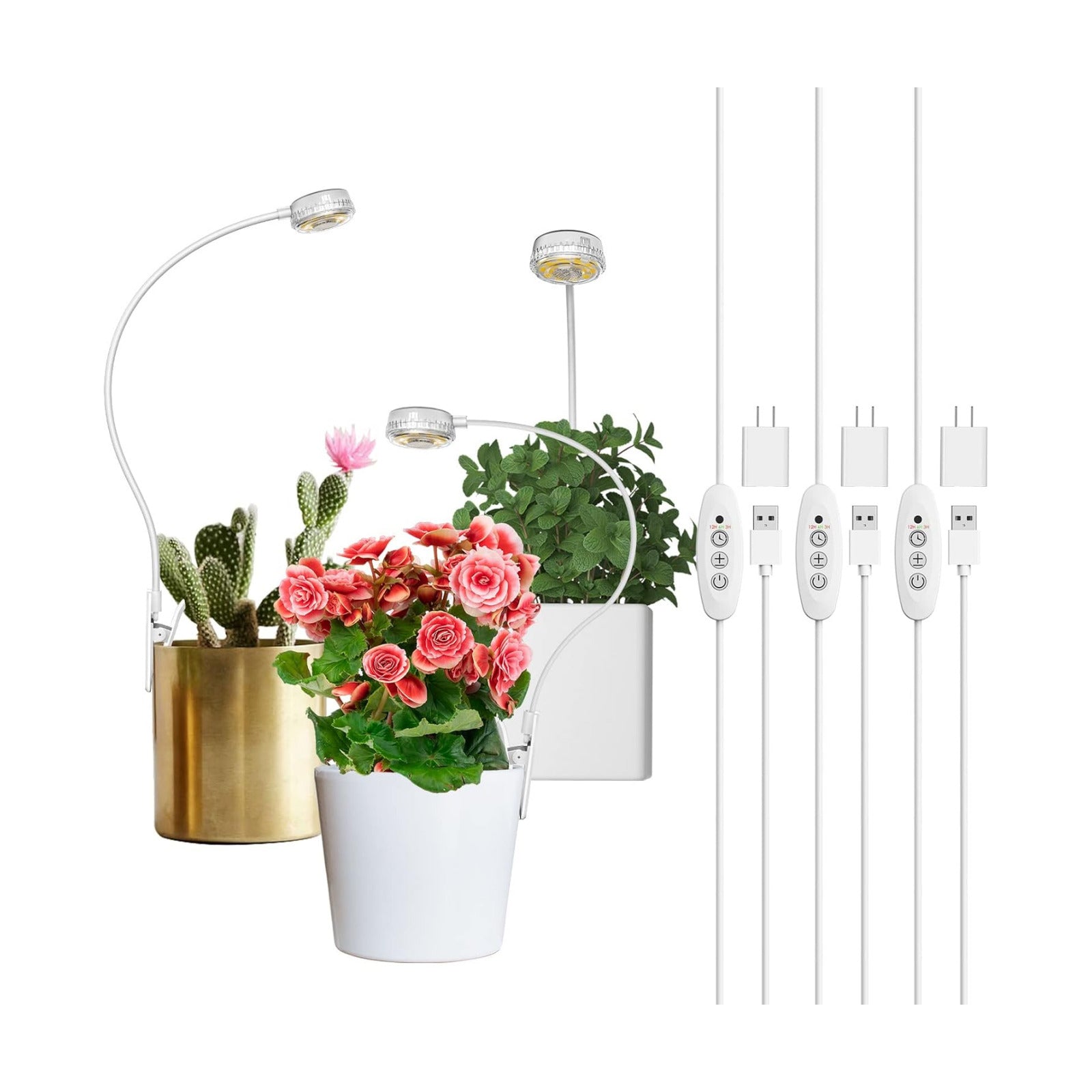 SANSI Grow Lights for Indoor Plants, Pot Clip-On Plant Light, 3-Pack | Full spectrum dimmable plant lamps for indoor