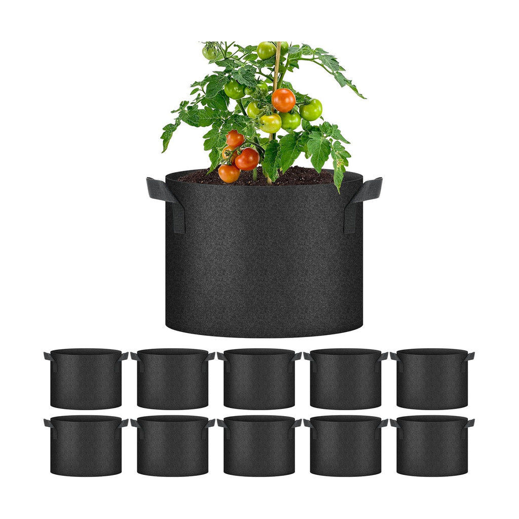 YSSOA 10-Pack 10 Gallon Grow Bags, Tomoato Plant Pots with Handles, Aeration Nonwoven Fabric, Heavy Duty Gardening
