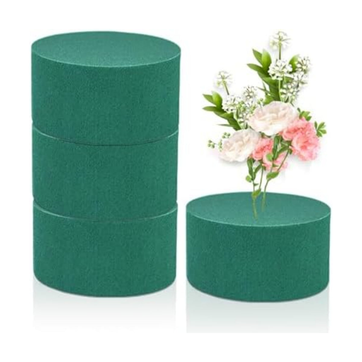 Round Floral Foam 4.5'' SUPKING Flower Foams 4Pcs Florist Foam Block Wet Dry Green Foam for Artificial and Fresh Flower Arrangement