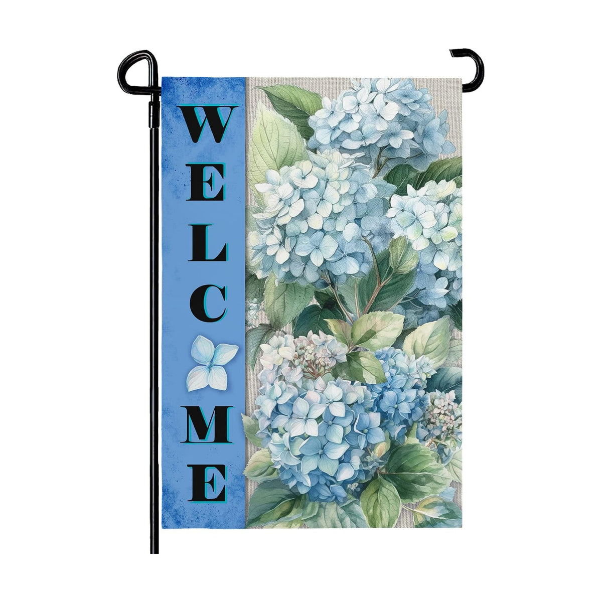 Hydrangea Garden Flags Welcome Spring Summer Yard Flag Waterproof Blue Floral Garden Flag for Outside Double Side Burlap Flowers House Banner Decor Standard Size 12×18 Inch
