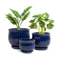 Ceramic Flower Pots, Ceramic Planters with Drainage Hole and Saucer, Modern Round Ceramic Succulent Plant Pots with