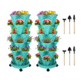DUNCHATY Stackable Planter, Vertical Strawberry Planter with Garen Tool Set, Self Watering Garden Planter