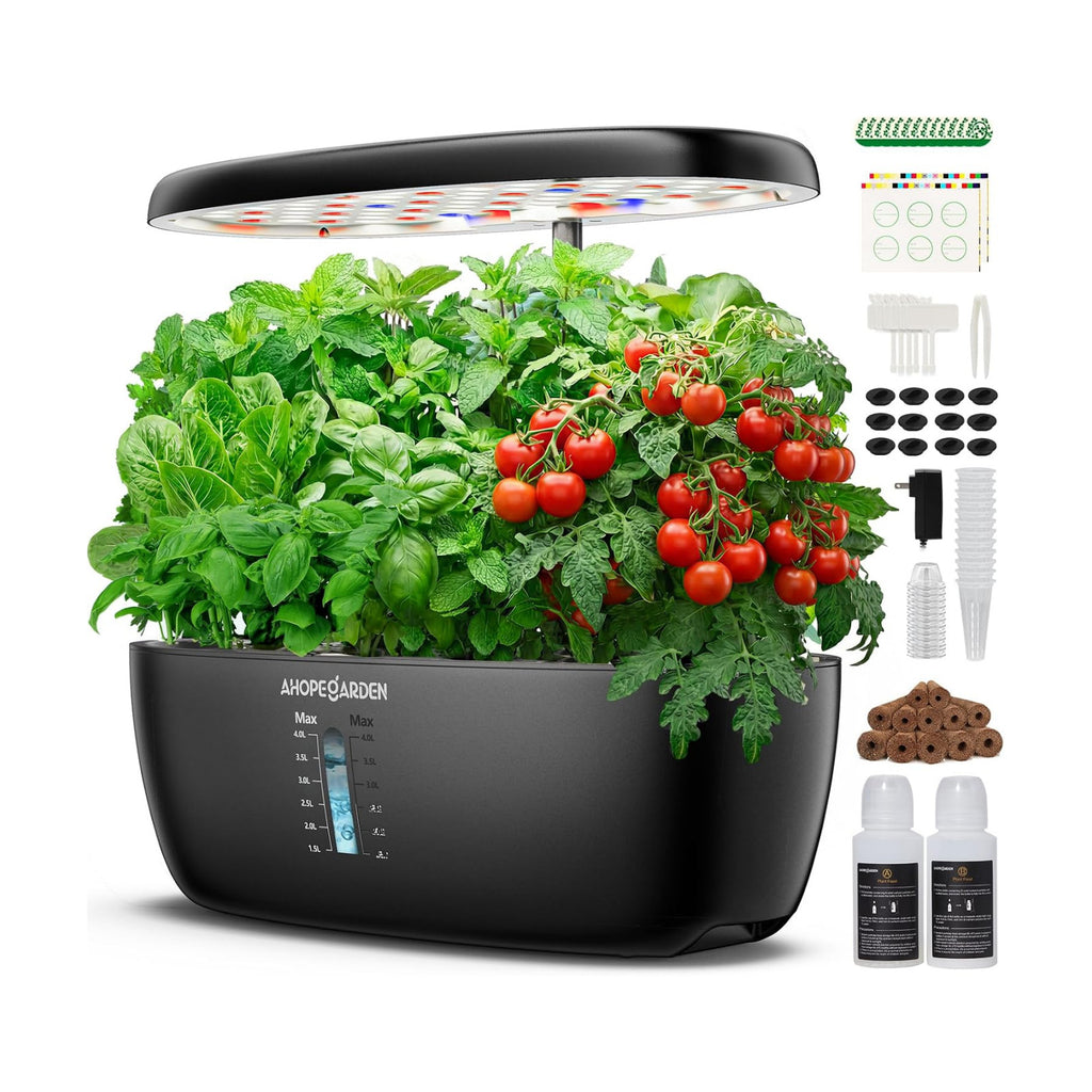 Hydroponics Growing System: 12 Pods Indoor Herb Garden with LED | Plant Germination Kit with LED Grow Light，Countertop