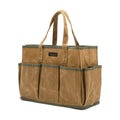 16OZ Waxed Canvas Tool Tote Bag | Large-Capacity Tool Storage Tote with 10 External Pockets | Multi-Purpose Garden Tool