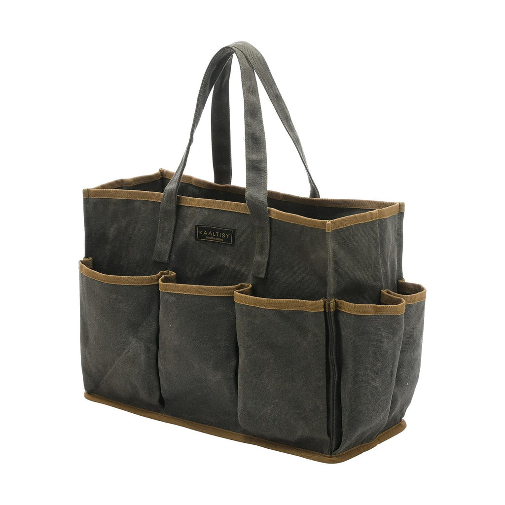 Tool Tote Bag, Heavy Duty 16oz Waxed Canvas Garden Tool Bag | Portable 11-Pocket Tool Storage Bag for Gardener