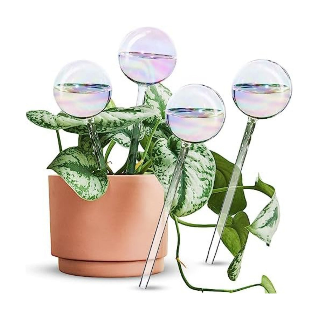 Tomorotec 4Pcs Rainbow Glass Plant Watering Globes, Self Watering Spikes