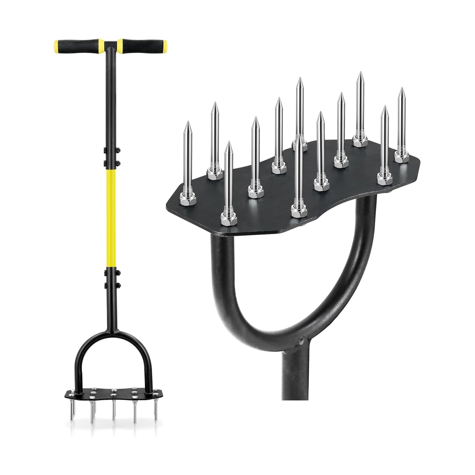 Lawn Aerator Tool, Updated 36" Spike Aerator Lawn Tool with Longer Spikes, Pre-Assembled Manual Grass Aerator for Lawn