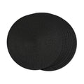 FunWheat Round Braided Placemats Set of 8 Place Mats for Dining Table Woven Washable Non-Slip Table Mats 15 Inch(Black,8pcs)