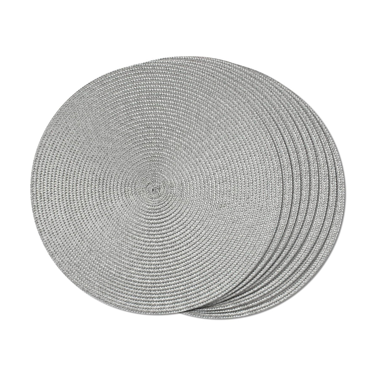 FunWheat Round Braided Placemats Set of 8 Place Mats for Dining Table Woven Washable Non-Slip Table Mats 15 Inch(Grey,8pcs)