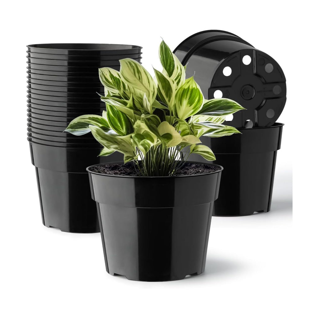 RooTrimmer 20 Pack Plant Pots, 6 Inch Plastic Plant Planter with Saucers and Mesh Mats, Durable Flower Pots with