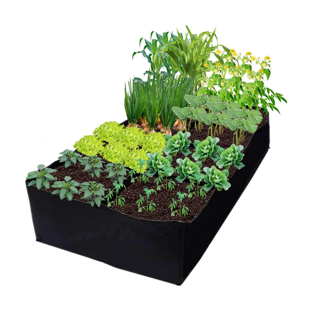 Niurui Fabric Raised Garden Bed 128 Gallon 8 Holes Rectangle 400G Thick Nonwoven Gardening Grow Bags Planting Container