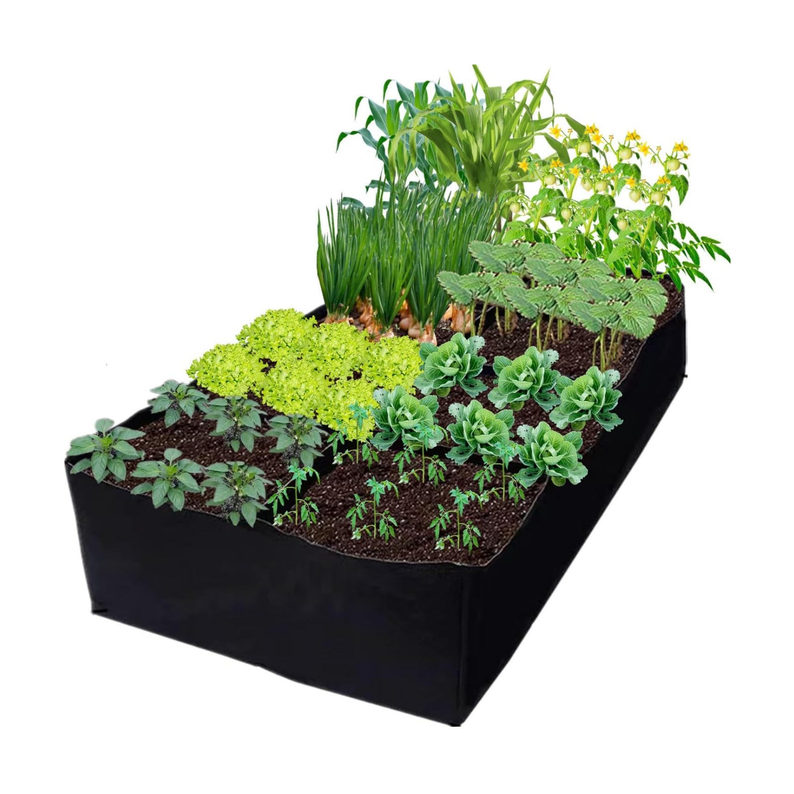 Niurui Fabric Raised Garden Bed 128 Gallon 8 Holes Rectangle 400G Thick Nonwoven Gardening Grow Bags Planting Container