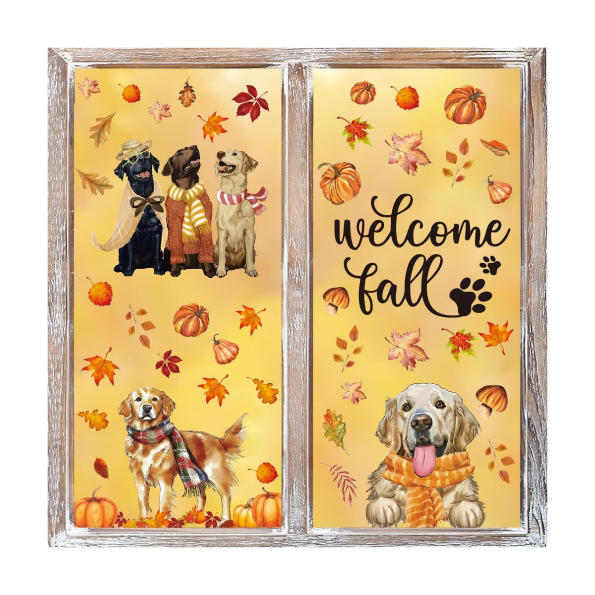 Horaldaily 74Pcs Fall Thanksgiving Window Clings, Dog Pumpkin