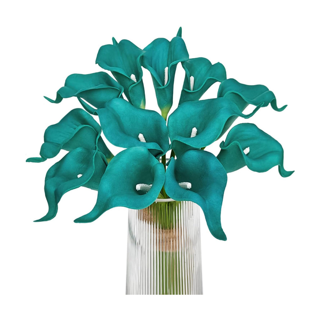 Letjolt Artificial Calla Lily Teal Blue Flowers 12Pcs for Wedding