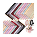 100 Sheets Flower Wrapping Paper with Pure Color Flower Bouquet Wrapping Paper for Waterproof DIY Crafts Packaging, 22.8x22.8 inch (10 Colors) with 3 Ribbons