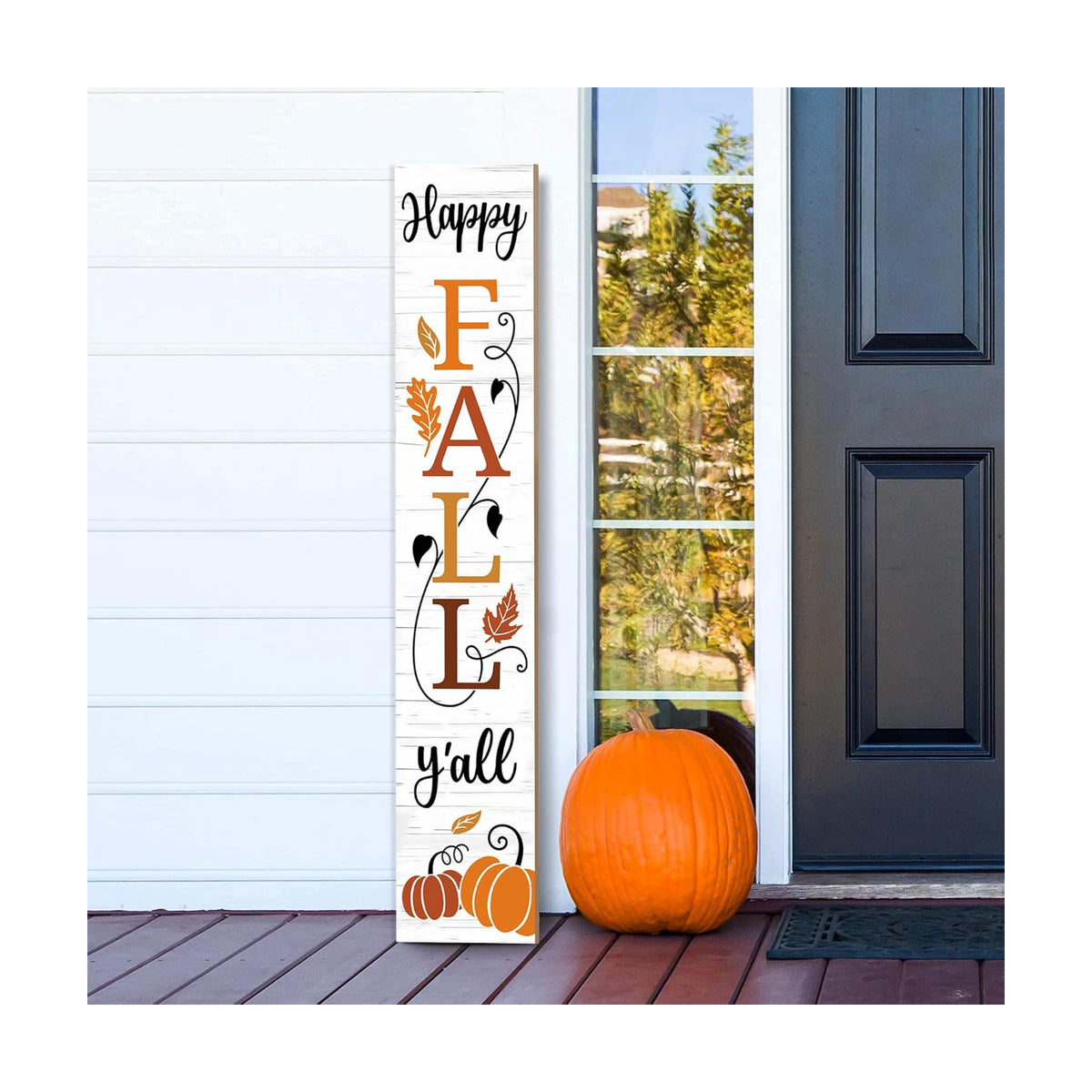 Happy Fall Y'all Wooden Porch Sign 47" Thanksgiving Large Welcome Porch Sign for Pumpkin Sign Autumn Home Front Door Yard Party Decor