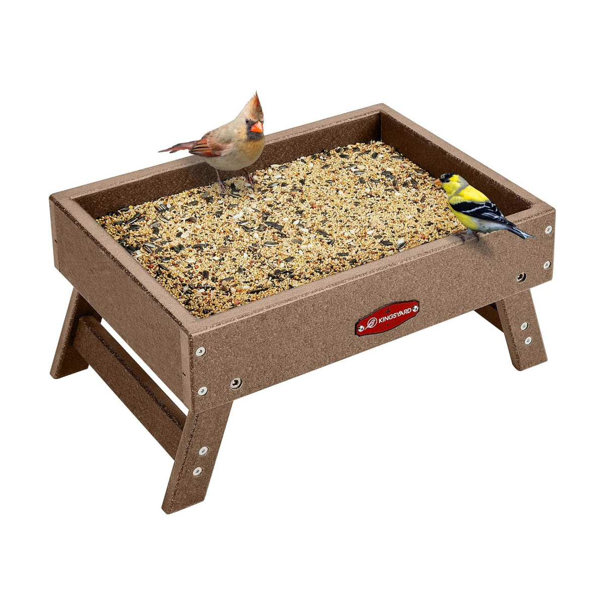 Kingsyard Ground Bird Feeder, Elevated Tray with Recycled Poly Lumber