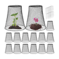 Therwen 15 Pcs Large Plant Wire Cloche 11 x 12 Inch Metal Garden Cloche with Garden Stakes Plant Protector from Animals