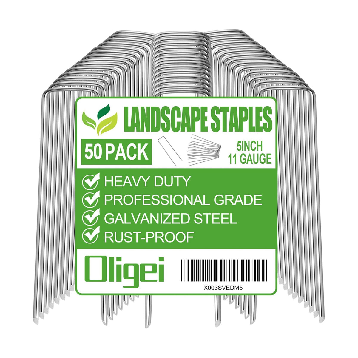 50 Pack Garden Stakes, U-Shaped Tent Stakes, Galvanized Landscape Staples, Ground Stakes, for Landscaping Securing Weed Barrier Fabric, Irrigation Tubing, Holding Fence, Tarpaulin