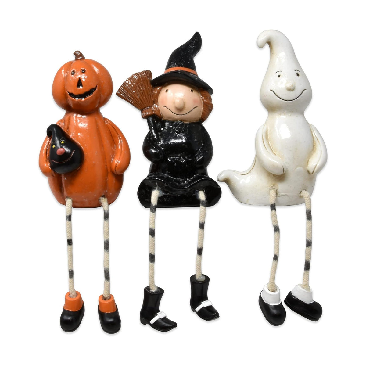Halloween Figurines Set of 3 Resin Shelf Sitters with Dangling Legs