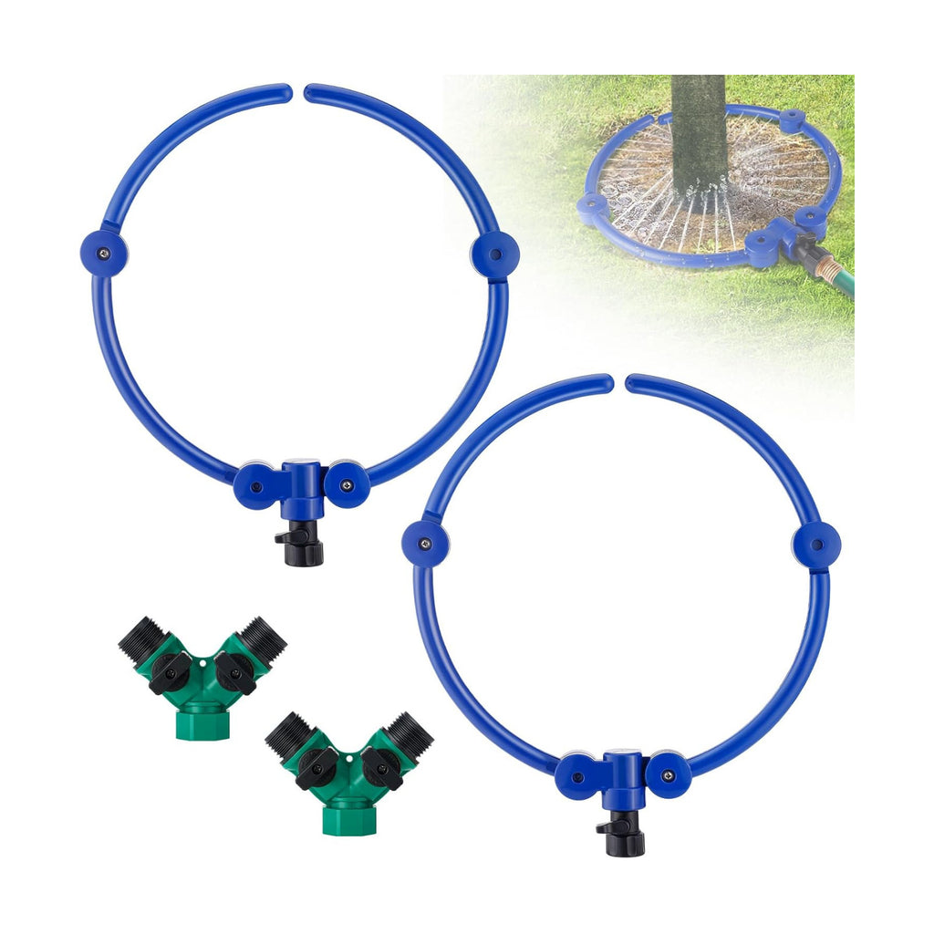 Apipi 2 Pcs 11.8" 360° Ring Tree Water Sprinklers for Even Root Irrigation | Adjustable Circle Tree Watering with Y