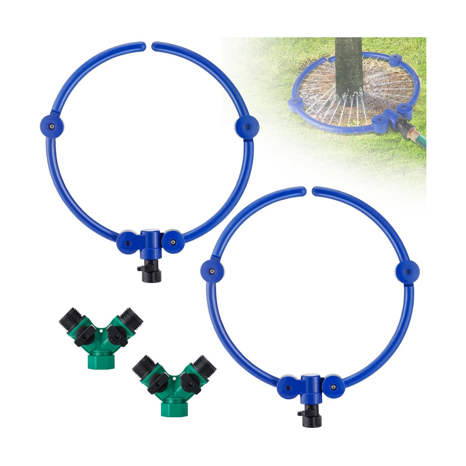 Apipi 2 Pcs 11.8" 360° Ring Tree Water Sprinklers for Even Root Irrigation | Adjustable Circle Tree Watering with Y
