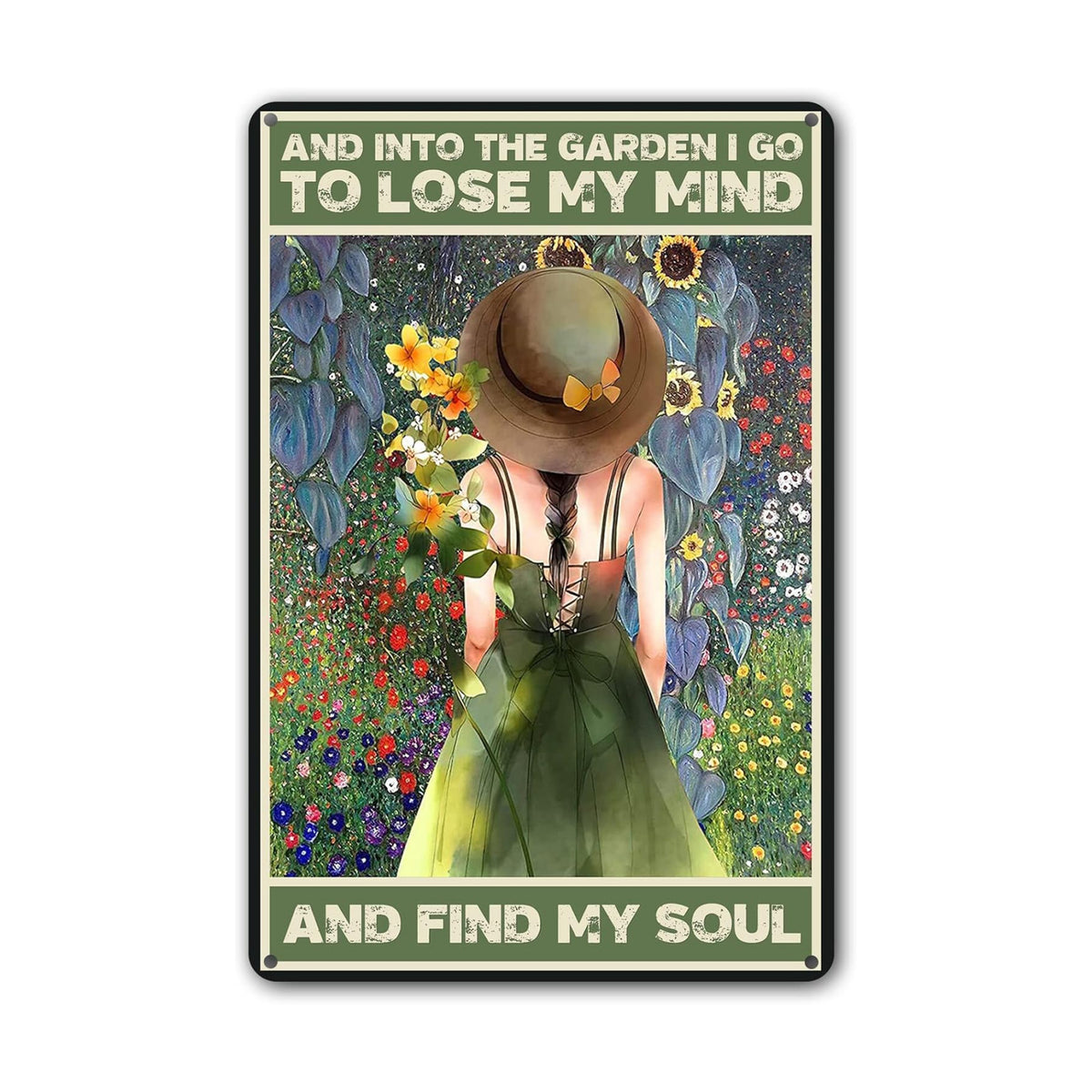 Funny and Into The Garden I Go Metal Sign: Women's Garden Gift for Yard, Backyard, Patio & Porch Decor, 12" x 8", (256)