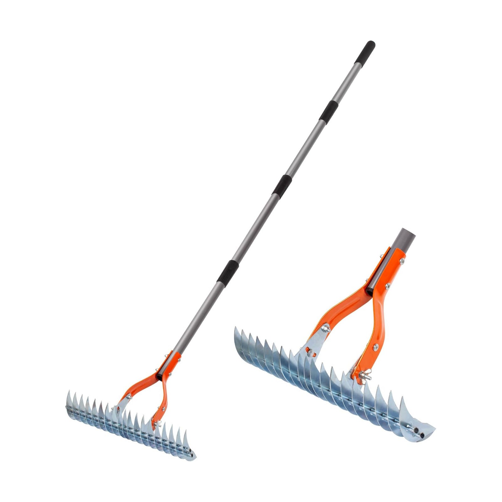 Thatch Rake for Lawn with Adjustable Handle Heavy Duty Steel Lawn Rake