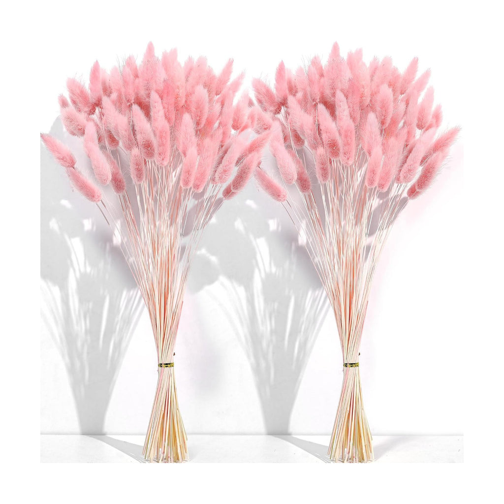 120 PCS Pink Dried Pampas Grass Decor, 17-inch Pompas Floral, Dry Flowers for Decoration, Pampas Grass in Bulk Tall, Pink Bunny Tails Dried Flowers for Boho Wedding Decor