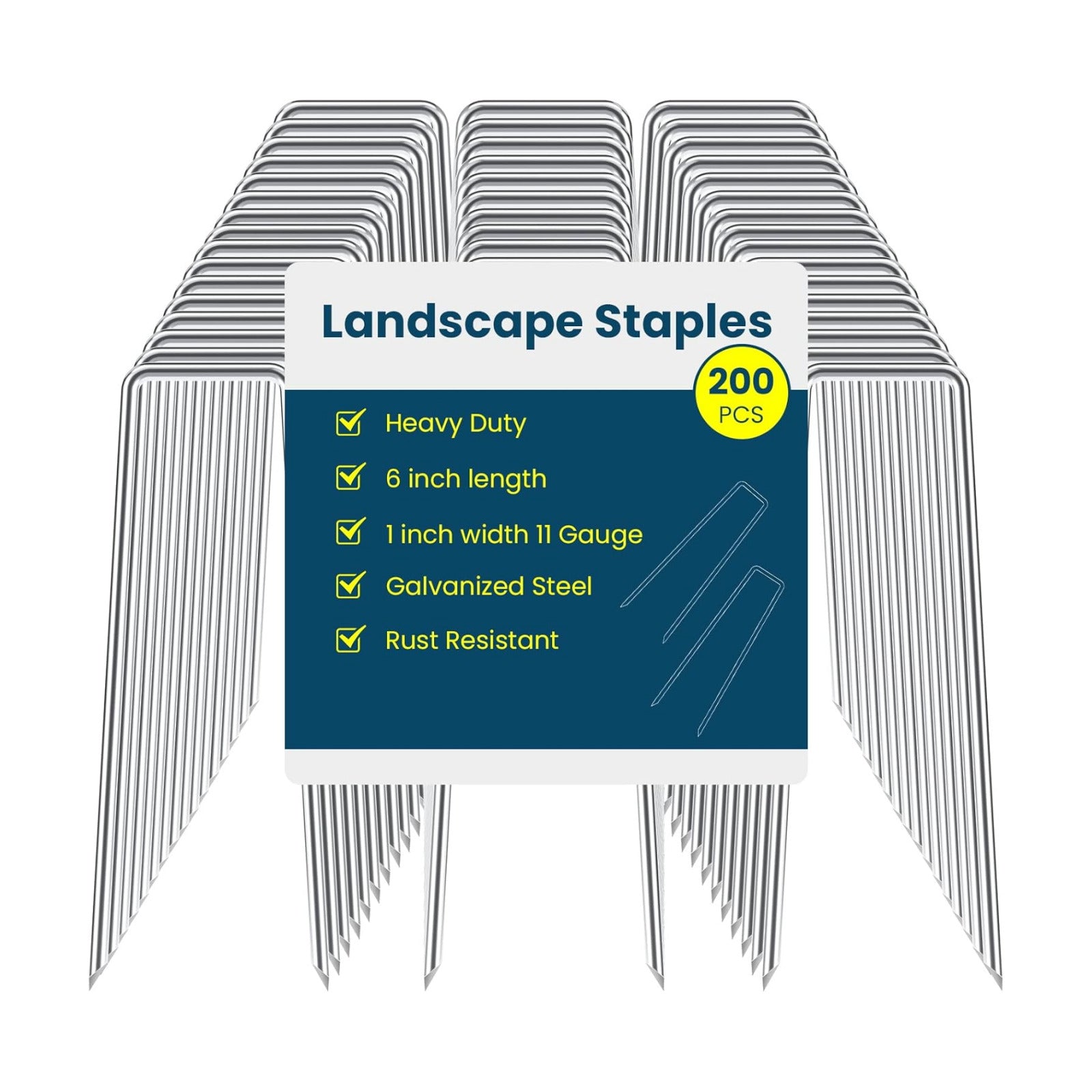 6 Inches Landscape Staples Galvanized Steel Garden Stakes Securing Pegs for Securing Weed Fabric Landscape Fabric
