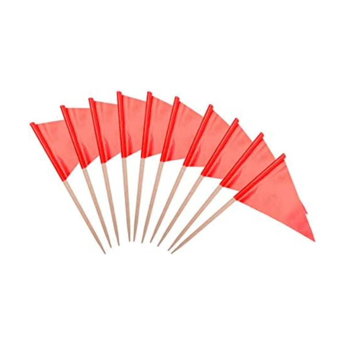 stidsds Solid Red Cupcake Toppers Flags Mini Small Plain Red Triangle Toothpick Stick Flag Blank DIY Color Decoration(100 pcs)