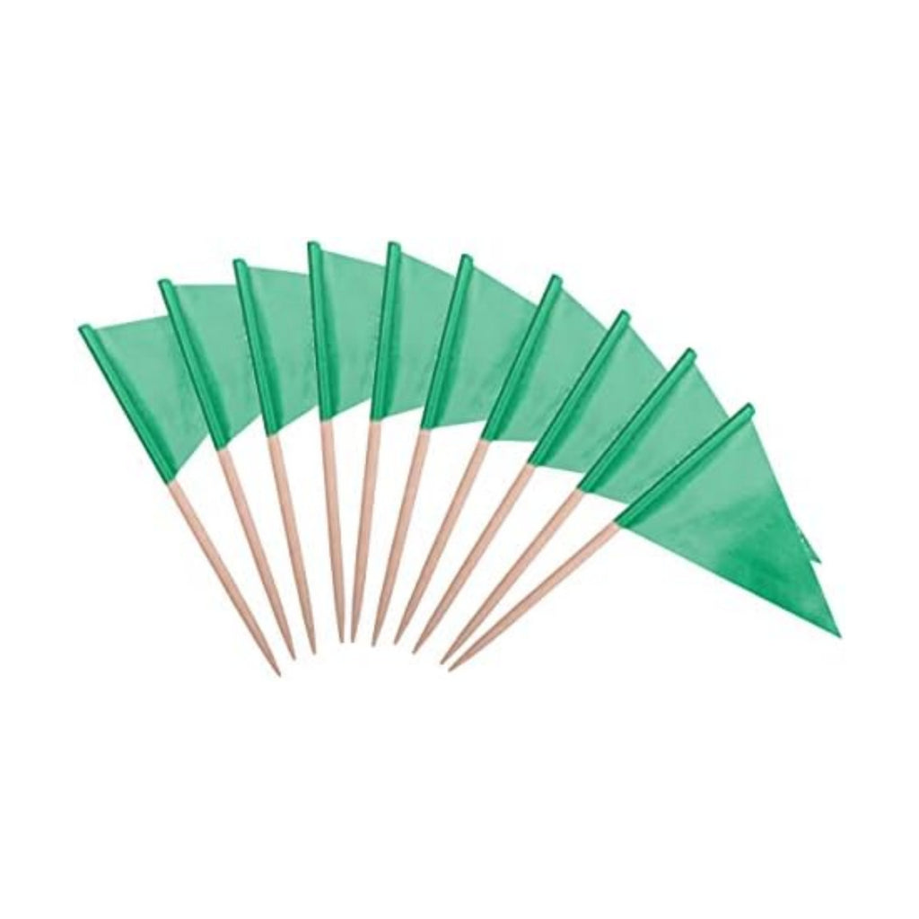 stidsds Solid Green Cupcake Toppers Flags Mini Small Plain Green Triangle Toothpick Stick Flag Blank DIY Color Decoration(100 pcs)