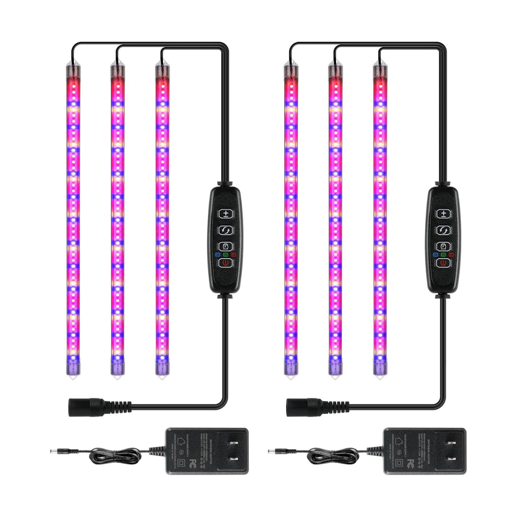 iPower 40W LED Plant Grow Light Strips Full Spectrum for Indoor Plants with Auto ON/Off 3/9/12H Timer, 10 Dimmable Levels 48 LEDs Per Tude, for Hydroponics Succulent